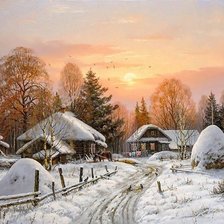 Схема вышивки «деревенский пейзаж»