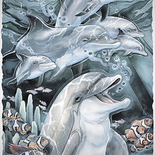 Схема вышивки «дельфины»