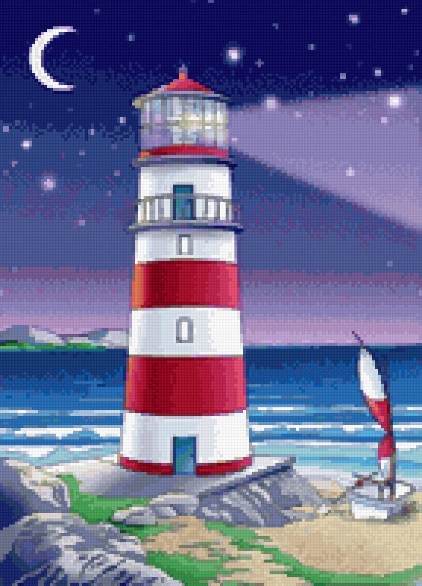 Маяк - ночь, маяк, море - предпросмотр