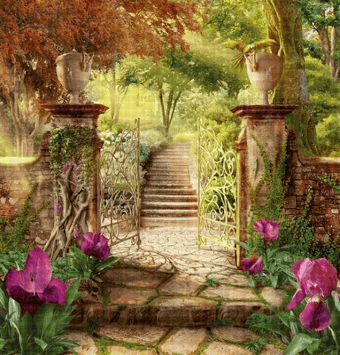 Цветущий парк - цветы, парк - предпросмотр