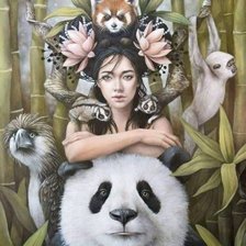 girl with wild animals