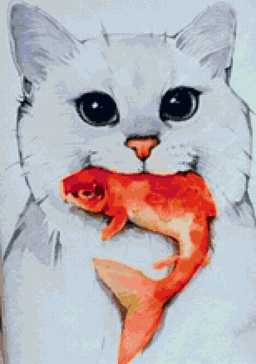 Кот и рыбка - рыбка, кот - предпросмотр