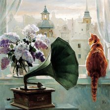 Схема вышивки «Кошка на окошке»