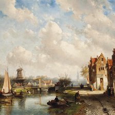 голландский город на реке летом