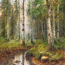 Схема вышивки «ручей в летнем лесу»