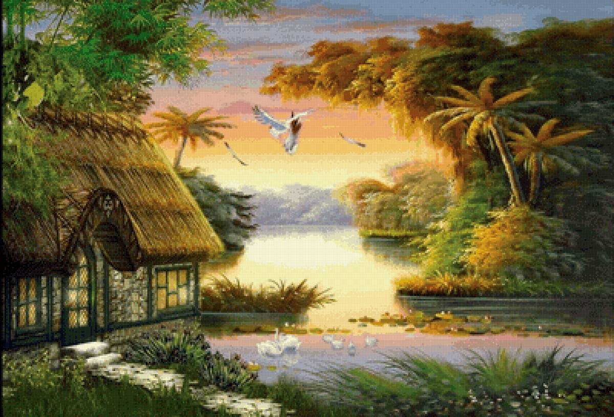 дом у озера - природа - предпросмотр