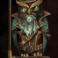 Схема вышивки «Сова в шляпе и с моноклем»