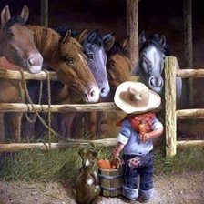 alimentando los caballos