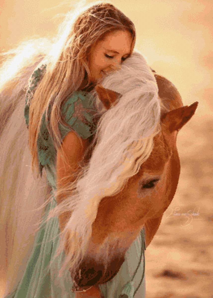 Dama y caballo - paisaje - предпросмотр