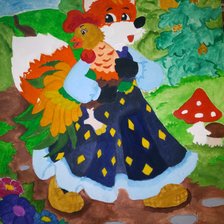 Схема вышивки «лиса и петушок»