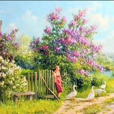 Схема вышивки «Деревенский пейзаж. Худ. Владимир Жданов»