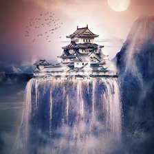 Схема вышивки «Пагода и водопад»