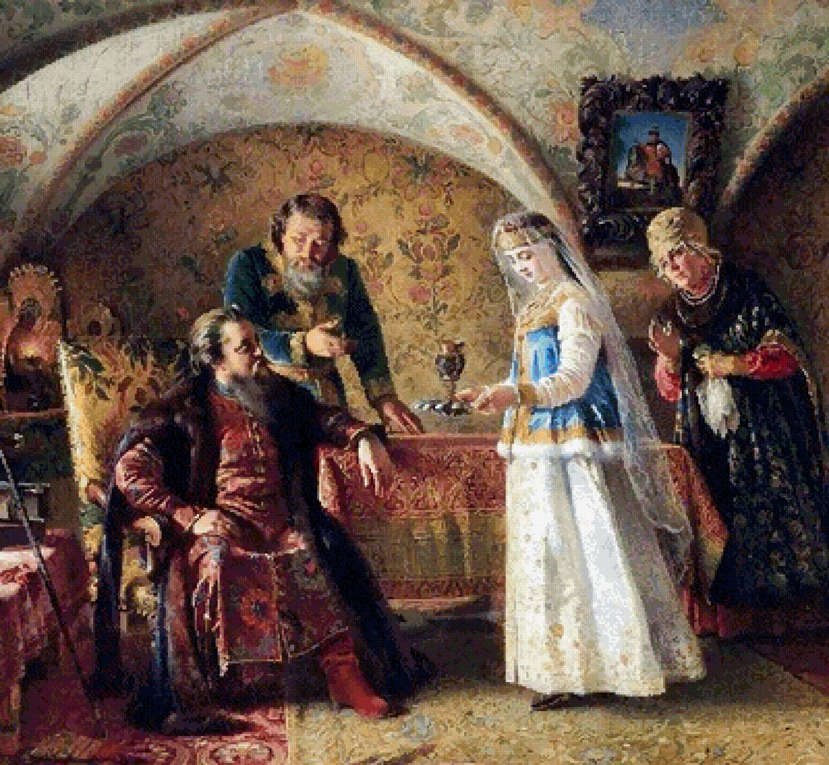 Константин Егорович Маковский. Поцелуйный обряд - живопись, обряд, русский, русские, 16 век, константин маковский - предпросмотр