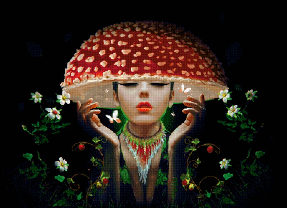 Сюрреализм - девушка-гриб - предпросмотр