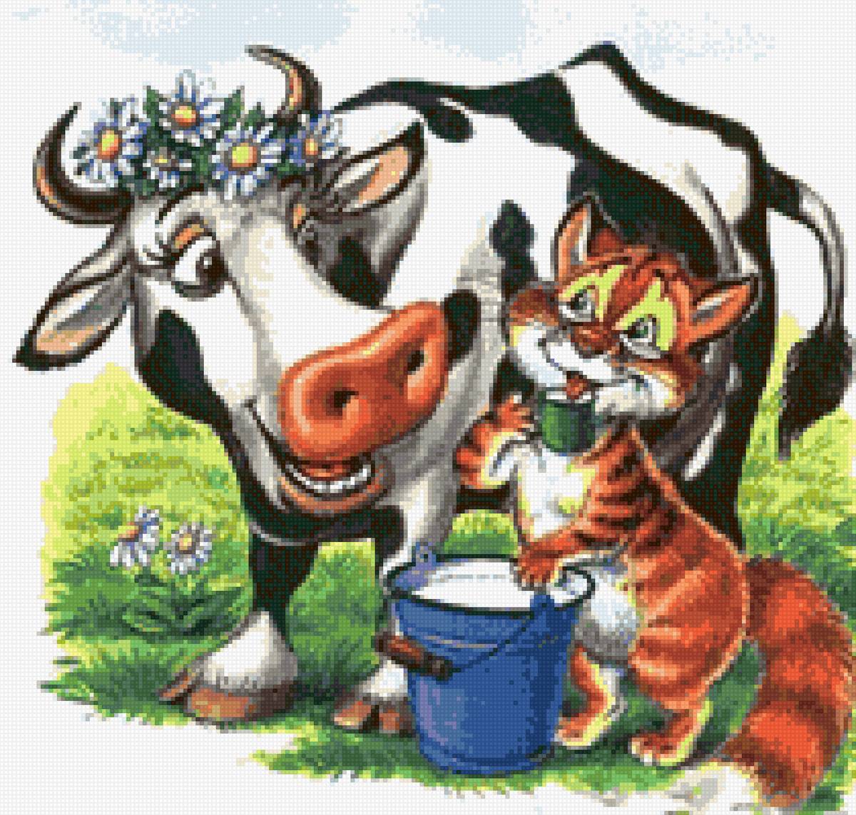 Корова и кот - простоквашино, кот, корова - предпросмотр