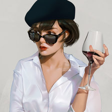 Схема вышивки «Девушка с бокалом»