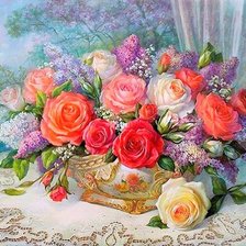 Схема вышивки «Ольга Дандорф. Цветы на веранде»