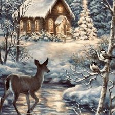 Схема вышивки «Домик в лесу»