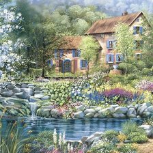 Схема вышивки «Домик у озера»