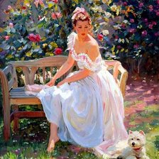 Схема вышивки «Девушка в саду»