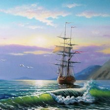 Схема вышивки «Парусник»