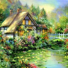 Схема вышивки «Домик у озера»