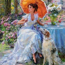 Схема вышивки «Девушка с зонтиком»