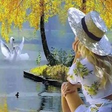Схема вышивки «Девушка у озера»