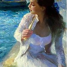 Схема вышивки «Девушка с зонтиком»