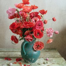 Схема вышивки «маки, букет, ваза, пнк»