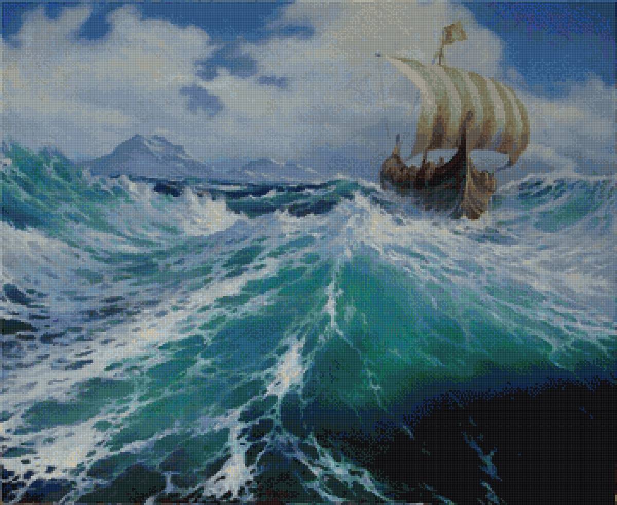 море, волна, парусник, пнк - предпросмотр