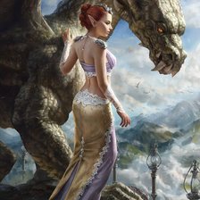 Схема вышивки «Девушка и дракон 2»