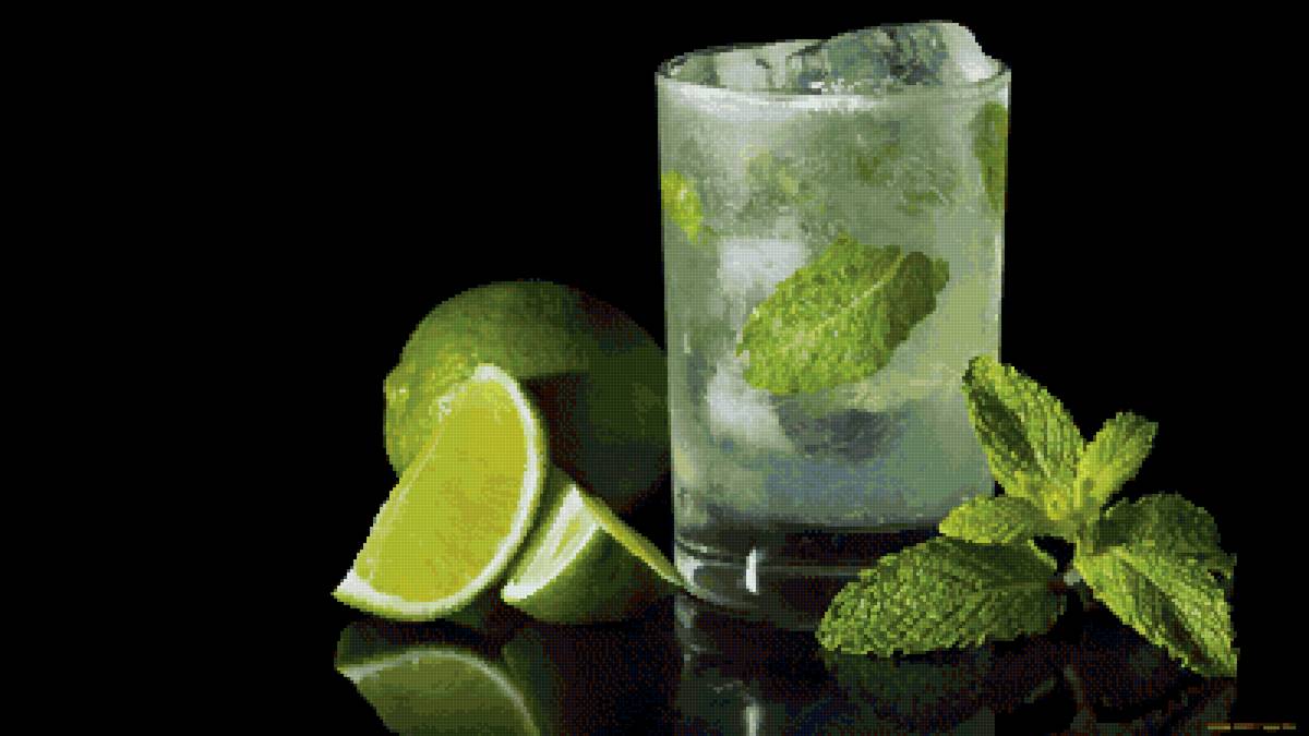 Коктейль - лайм, лед, мята - предпросмотр