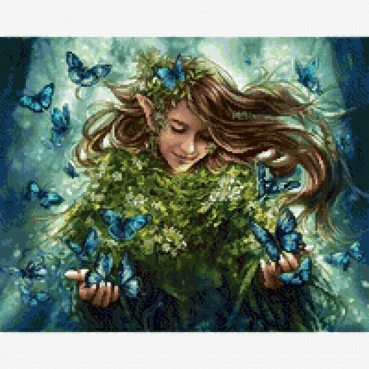 Эльф с бабочками - бабочки, эльф, девочка, сказка, девушка, фентези, фея - предпросмотр