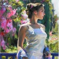 Схема вышивки «Девушка в саду»