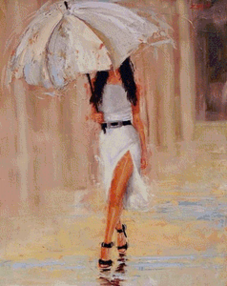 Дождь - девушка. зонтик, дождь - предпросмотр