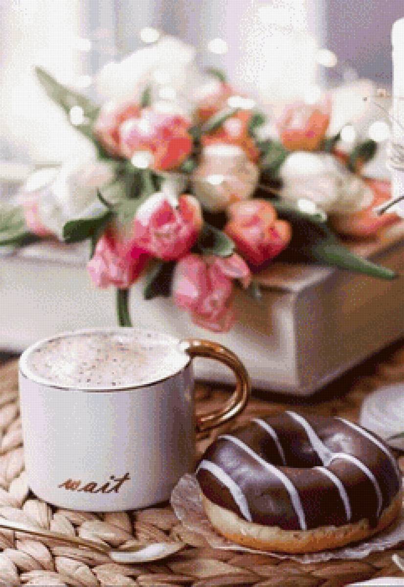 Кофе - кофе, цветы, книги - предпросмотр