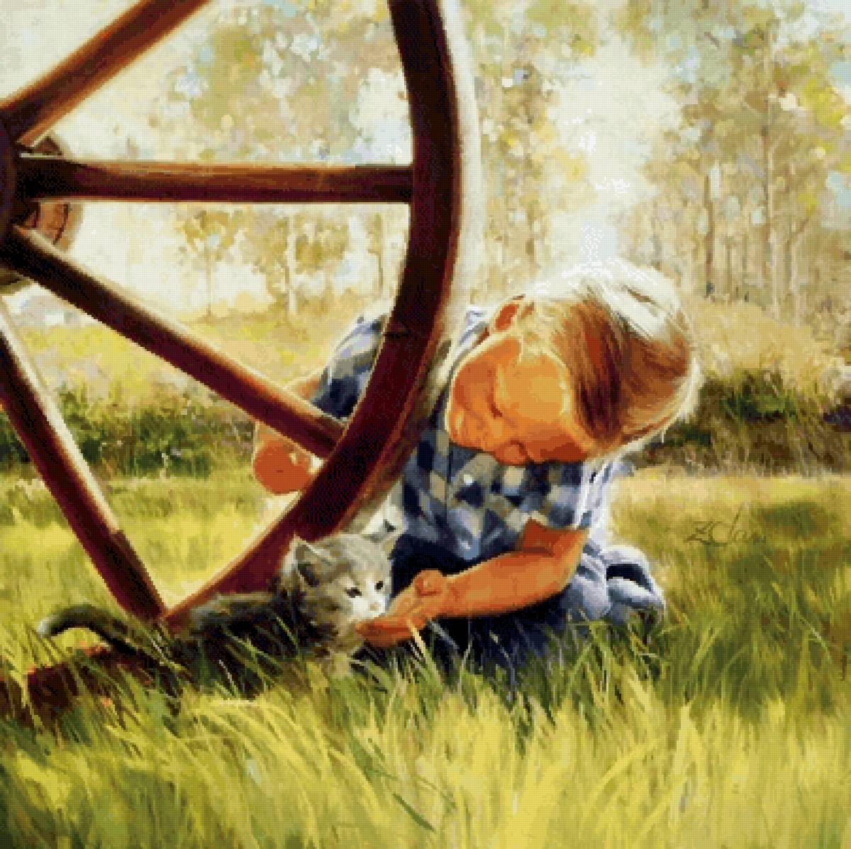 Мальчик с котёнком - котенок, мальчик - предпросмотр