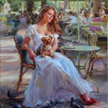 Схема вышивки «Дама с собачкой»