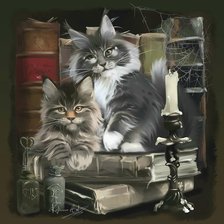 Схема вышивки «Мудрые котейки»