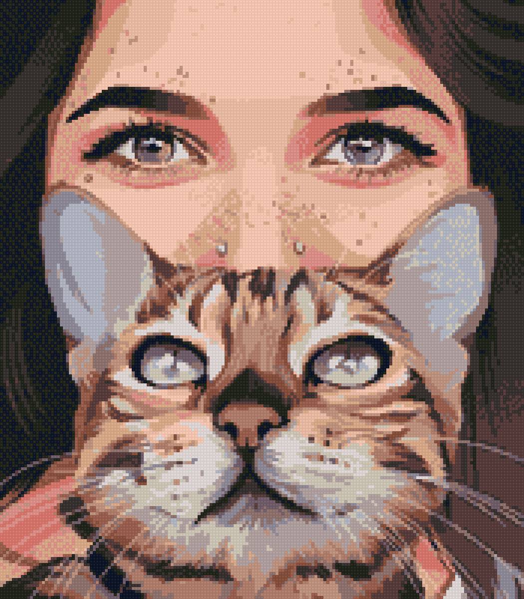 Кошатница - кот, девушка, глаза - предпросмотр