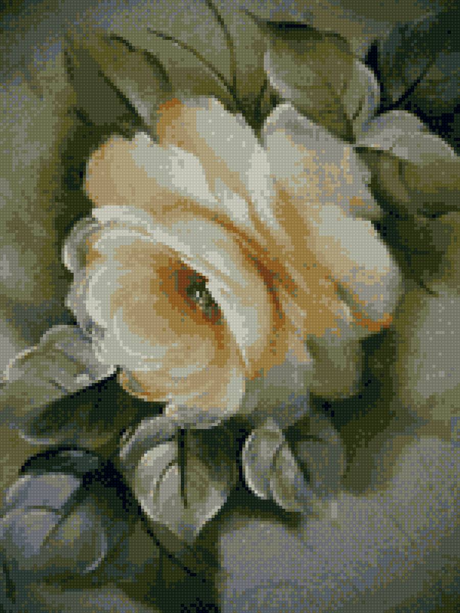 Белая роза - акварель, розы, рисунок, натюрморт, цветы - предпросмотр