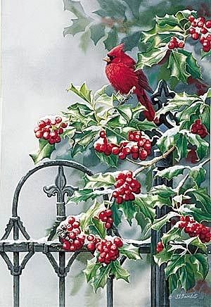 Птица - птицы, ягоды, зима - оригинал