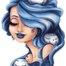 Схема вышивки «Девушка с совами»