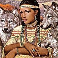 Схема вышивки «Девушка с волками»