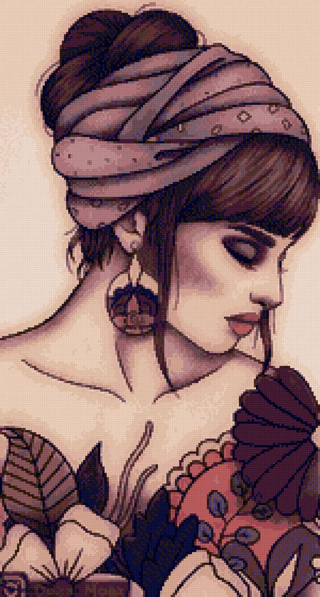 Портрет девушки - портрет, девушка, dmc - предпросмотр