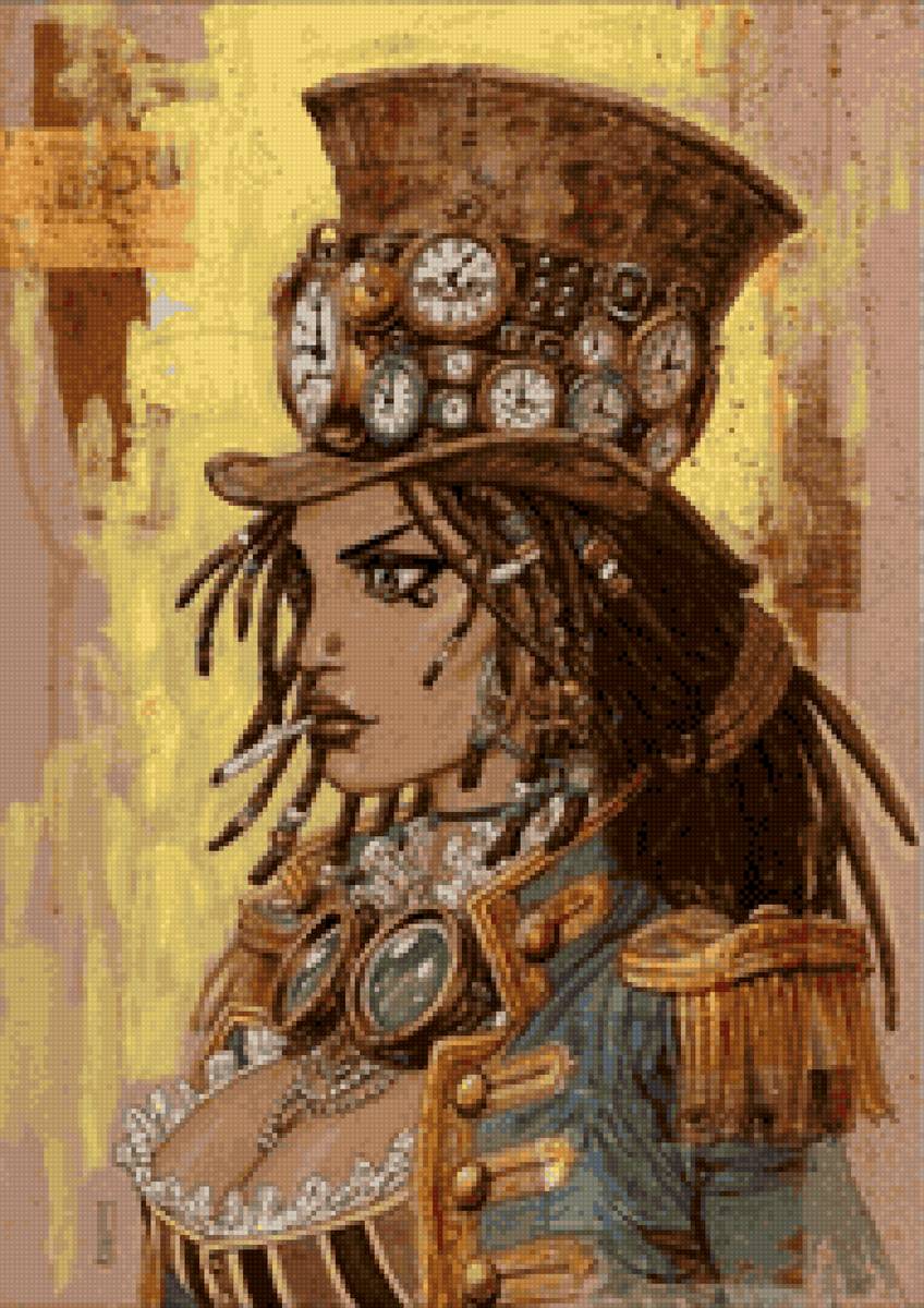 Часовщик - девушка, дреды, стимпанк - предпросмотр