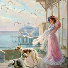 Схема вышивки «Девушка у моря»