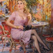 Схема вышивки «В кафе»