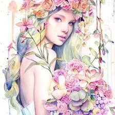 Схема вышивки «девушка с букетом»